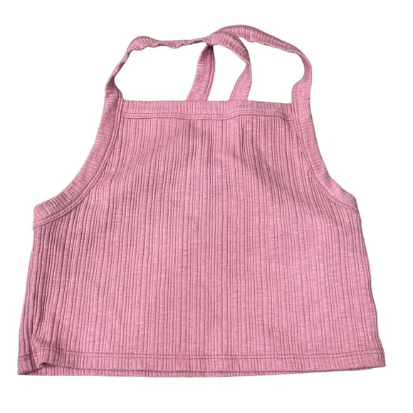 3 American Eagle Ribbed Tank Top Cross Back Cropped Small S Green Pink Yellow Bu - Picture 8 of 12